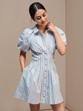 Lapel Single Breasted Striped Skirt